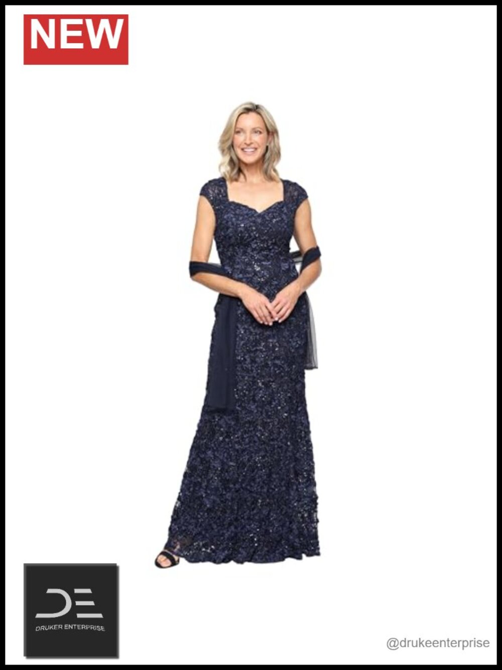 Soutache Lace Gown with Shawl Mother of Bride Formal Dress